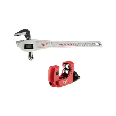18 In. Aluminum Offset Pipe Wrench with 1 In. Mini Copper Tubing Cutter (2-Piece - Image 1 of 4