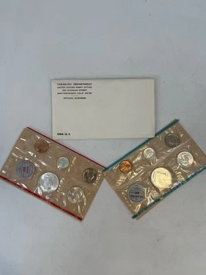 1964 P & D US Mint Set Uncirculated 10 Coins w/ 90% Silver OGP Envelope - Image 1 of 4
