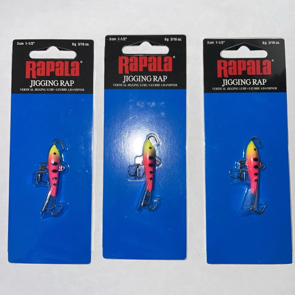 3 paquetes Rapala Jigging Rap W3 FPN ponche de frutas Walleye, pesca en hielo, panfish, plantilla Foto 1 de 2
