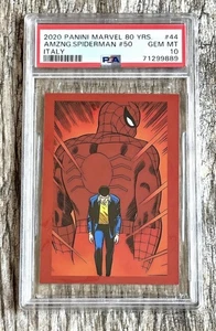 PSA 10 GEM LOW POP 6 RARE | 2020 PANINI MARVEL 80 YEARS AMAZING SPIDERMAN 44 NEW - Picture 1 of 2