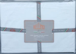 Juego BELLINO Lino Fino BLANCO 100% Algodón Peinado Satén 600TC Dobladillo Talla KING - Imagen 1 de 4
