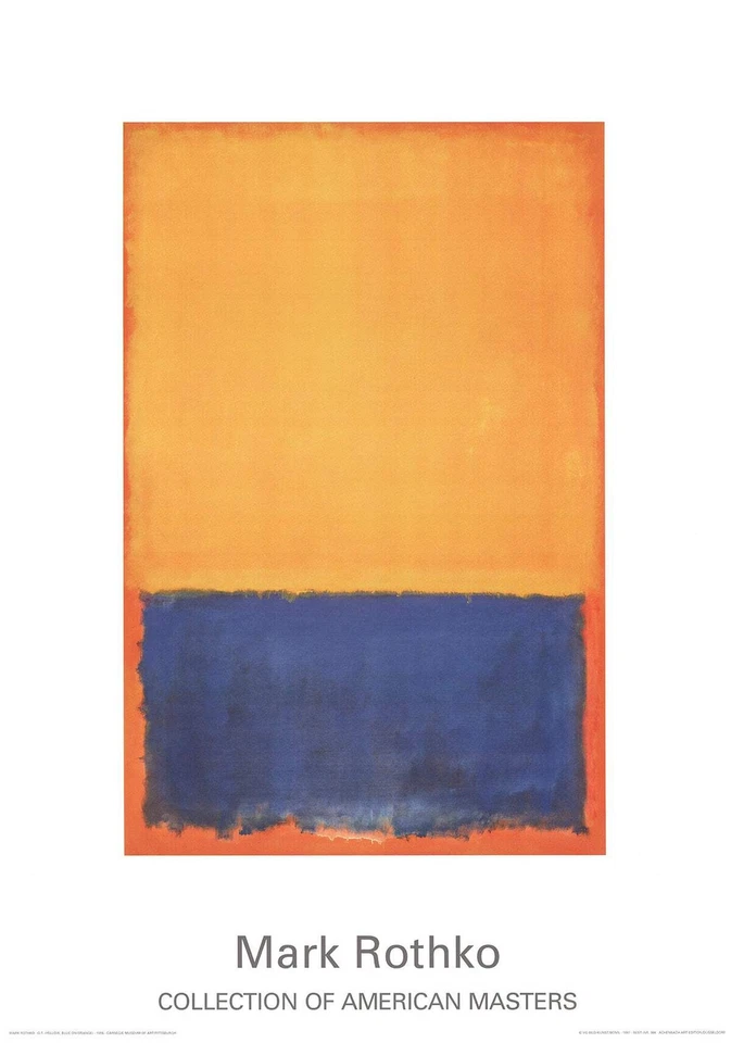 Póster MARK ROTHKO amarillo, azul, naranja (1955) 39" x 27,5" 1988 naranja abstracto, Foto 1 de 1