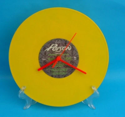 POISON CLOCK Upcycled Coloured Vinyl Record 12P196 Glam Metal Wall Clock 10" . - Image 1 of 4