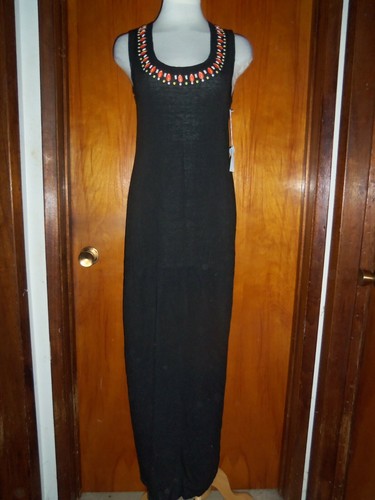 UNDERCOVER Abito lungo maxi maglione Victoria's Secret nero con perline canotta taglio schiena S nuovo