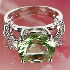 Amethyst, Green Gem size 7 silver fashion ring   - Picture 1 of 4