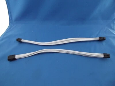 2x 12" White Customization Sleeved Extension Power Supply Cables GPU PC Braided - Image 1 of 3