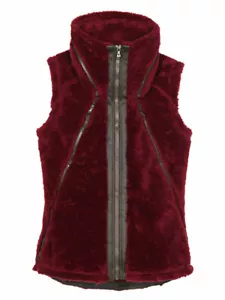 KUHL Flight PILE FLEECE Faux Fur VEST Jacket PACKABLE HOOD Zip WOMEN size MEDIUM - Picture 1 of 9