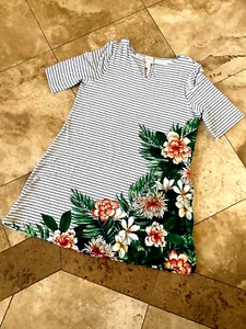 NWOT CHICO'S SIZE 2  L   SHIFT DRESS RET$109.00 GARDEN BLOOMS ON FRONT AND BACK - Picture 1 of 5