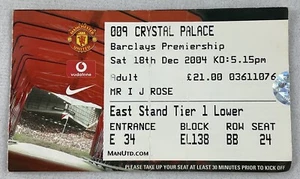 EFB 2004 12/18 Manchester United v Crystal Palace Football (Soccer) Ticket - Picture 1 of 2
