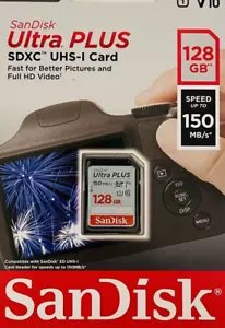 SanDisk - Ultra PLUS 128GB SDXC UHS-I Card Memory, Speed Up To 150MB/s V10 - New - Picture 1 of 2
