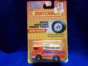 Vintage 1992 Matchbox Mack Auxiliary Power Truck Fire Rescue Unit Orange - Picture 1 of 3