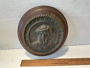 Antique Vintage Bronze Plaque on Walnut Plinth Amerigo Vespucci 1454-1512 - Picture 1 of 8