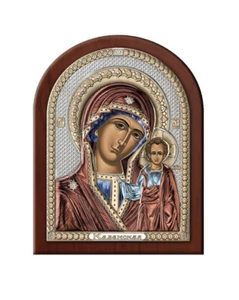 Icona Kasaner Madonna 16x12cm Nuova In Argento - Foto 1 di 1