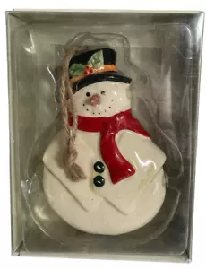 Russ Berrie & Co. Winter's Country Home Knistern glasiert Schneemann Ornament - Bild 1 von 10