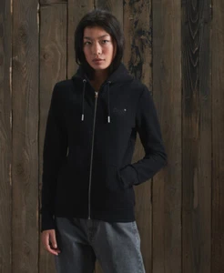 Superdry Womens Orange Label Zip Hoodie Up Track Suit Sweatshirt Black - Picture 1 of 2