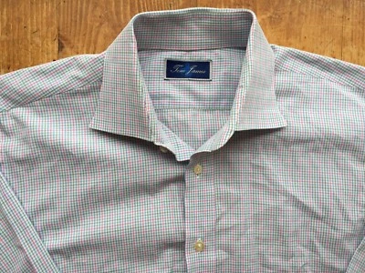  Men's Tom James Red Blue Green Plaid Button Up Long Sleeve Dress Shirt Sz XL B4 - Image 1 of 3