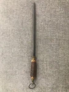Vintage Antique Forged Steel 12” Sharpening Steel Horn Handle Made In England - Picture 1 of 10