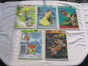 Lot Of 5 Vintage Frame-Tray Puzzles-Rocketeer,Pinocchio,Pound Puppies, & Etc - Picture 1 of 8
