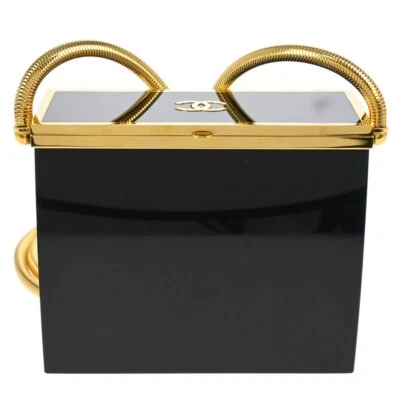 Chanel Black Acrylic Runway Lucite Minaudiere Box Shoulder Bag 97P 194499 - Image 1 of 4