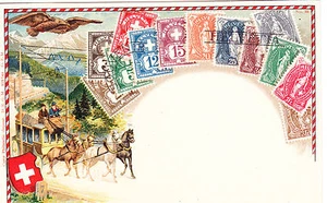 Ottmar Zieher STAMP postcards:No.39-SWITZERLAND, 1902 series, MINT, not embossed - Picture 1 of 2