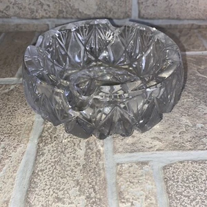 VTG Large Lead Crystal Cut Clear Glass Cigar Ashtray 6" Art Deco MCM Hollywood - Picture 1 of 5