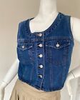 Gap 90s Denim Front Button Cropped Top Sleeveless Blue Comfy