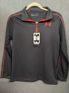 Under Armour Heatgear Pullover Youth Large Gray Orange Accent Quarter Zip New - Picture 1 of 8