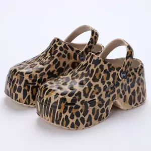 Leopard Print Shoes Sandals Summer Platform Clogs Leopard Snakeskin Funky Design - Picture 1 of 12
