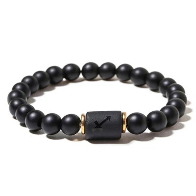 Zense - Pulsera elástica Sagitario Zodiaco negro con cuentas de ónix ZB0389 - Imagen 1 de 4