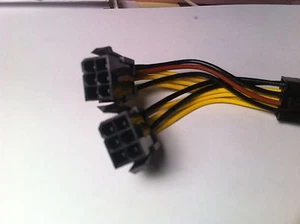 NVIDIA Dual 6 Pin Female to 8 Pin Male Power PCIe Video Card Power Y Cable,Yelow - Picture 1 of 3