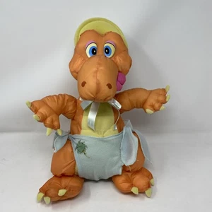 1987 LJN Toys Tiny Dinos Figuren Stofftier - orange Dinosaurier - selten - Bild 1 von 9