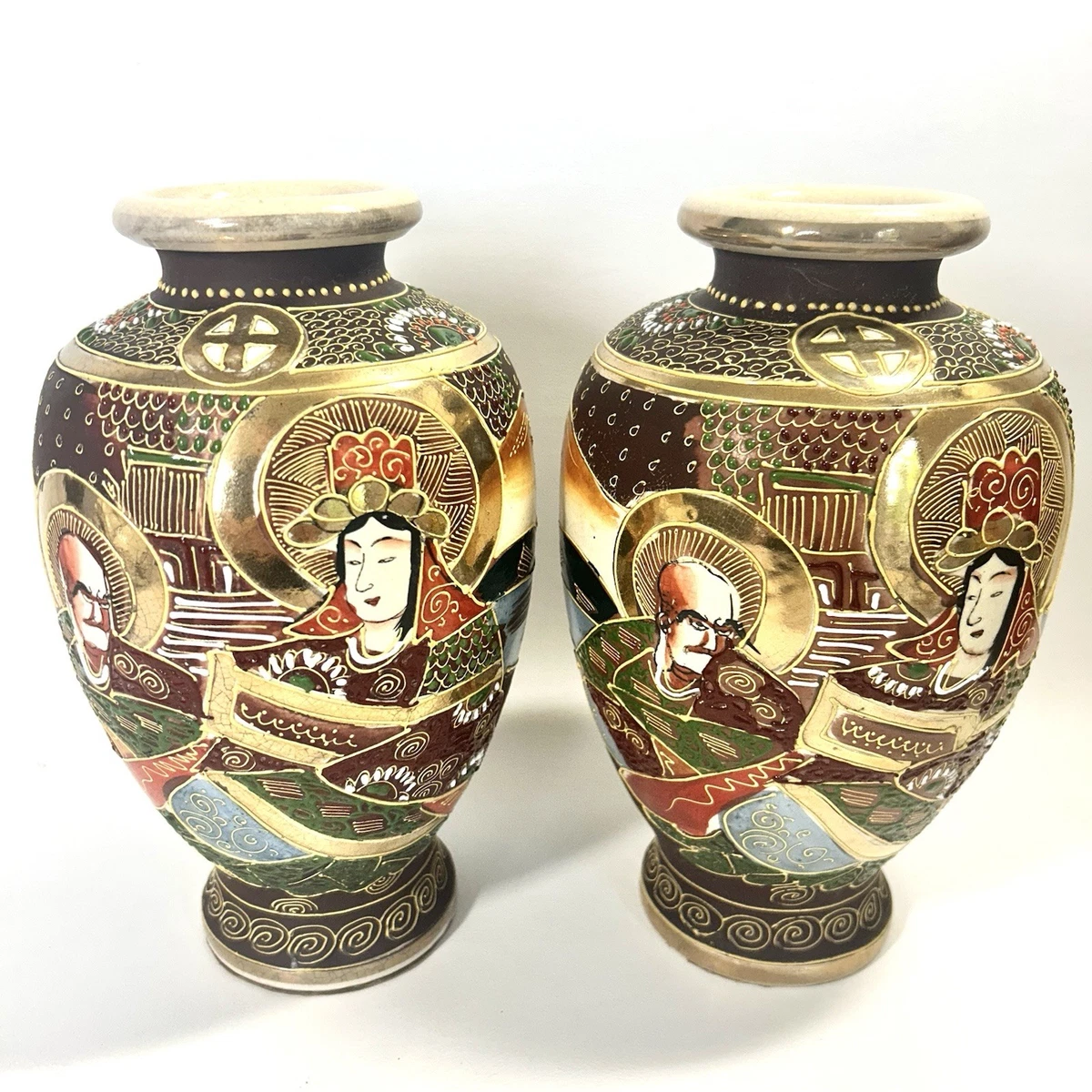 陶瓷多色老式原版古董日本花瓶| eBay