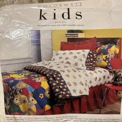 Juego de sábanas tamaño doble de osos de peluche colormate mezcla de algodón de colección Sears coloridos niños Foto 1 de 4