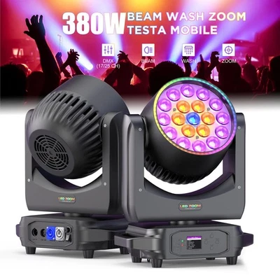 380W Ultra-Bright Dyeing Moving Head Light RGBW DJ Zoom Beam Wash Stage Lighting - Image 1 of 4