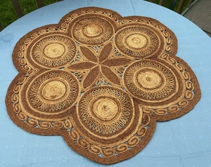 Vintage Woven Jute Round Rug MCM Mid.Century Modern. - Picture 1 of 8