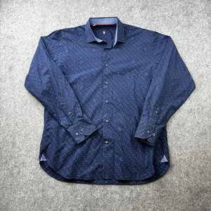 Luchiano Visconti schwarz Herren mittelblau Blumen Button Down Paisley Langarm - Bild 1 von 11