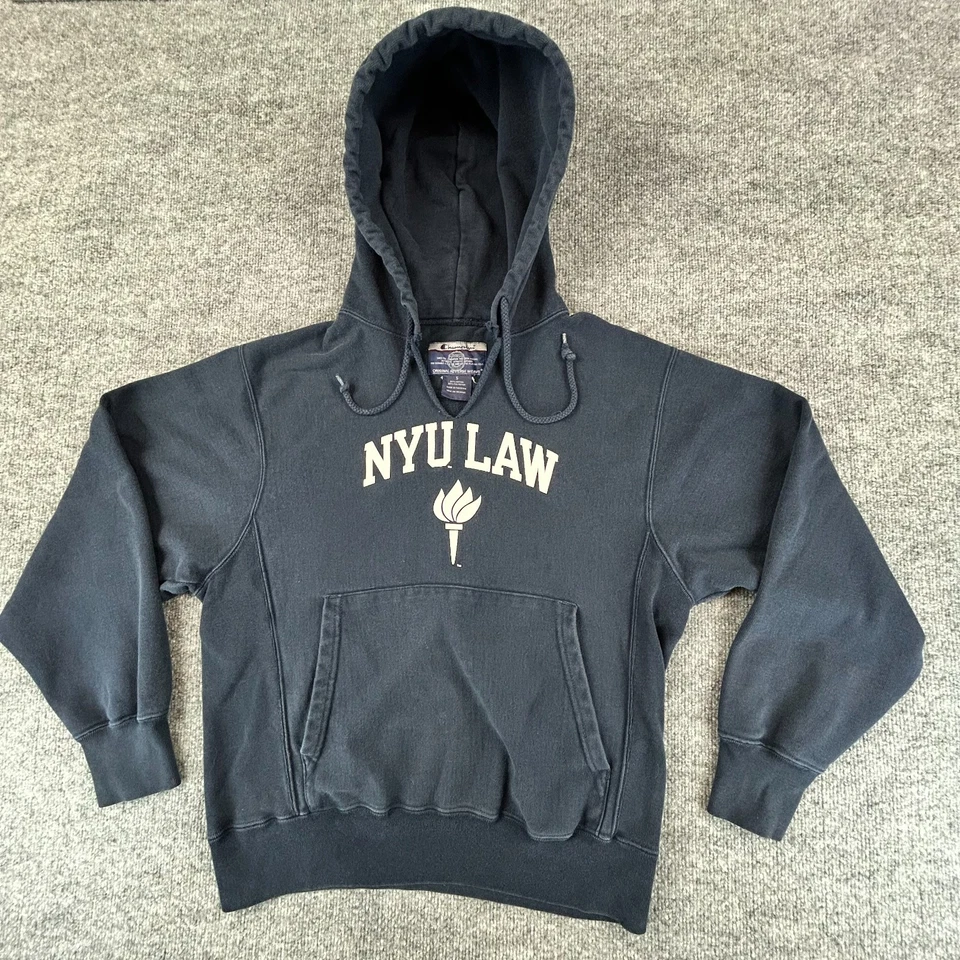Sudadera con Capucha DE COLECCIÓN NYU Law Para Hombre Pequeña Azul Campeón Tejido Inverso Y2K Foto 1 de 4