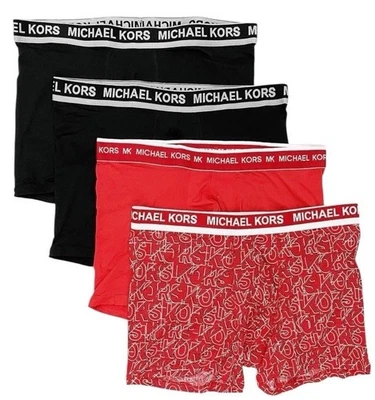 Michael KORS Men’s 4-Pack Performance Poly Boxer Brief Black Red LOGO Size XL - Image 1 of 4