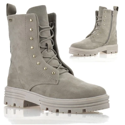 S.OLIVER Ladies Womens Zip Up Military Combat Memory Foam Walking Ankle Boots Shoes Size