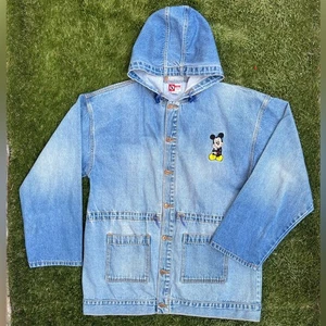 Disney Mickey Mouse Embroidered Vintage 90’s Denim Barn Coat Jean Chore Jacket - Picture 1 of 13