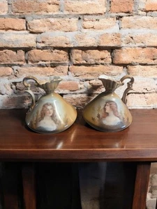 Antique Pr Porcelain Art Portrait Pitchers Handpainted Cruet Victorian Ladies - Picture 1 of 14