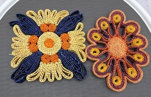 Vintage Straw Trivets Set of 2 Colorful Kitchen Hot Pads Boho Decor - Picture 1 of 9
