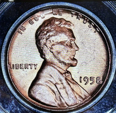 1958 1C Lincoln Cents CURVED CLIP MINT ERROR highly Gradable Airtight Holdered - Image 1 of 3