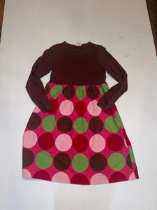 Mini Boden Girls 11-12 Brown Pink Green Polka Dot Long Sleeve Corduroy Dress - Picture 1 of 3