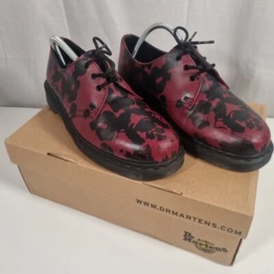 Dr. Martens 1461 Oxford Kirschrot & Schwarz Tintenklecks Herrenschuhe Größe UK 8 Rot Spitze - Bild 1 von 24