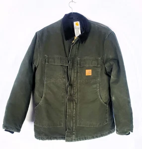 Vintage Mens Carhartt Jacket Large Tall C26 MOS Green Chore Coat VGC - Picture 1 of 16