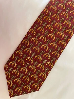 Corbata de seda Venezia dorada negra roja querubines Art Deco hecha en Italia Foto 1 de 4