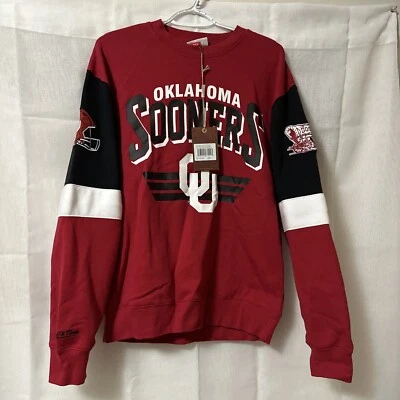 NCAA Oklahoma Sooners Mitchell & Ness Football Sweatshirt New With Tags Sz Small - Image 1 of 4