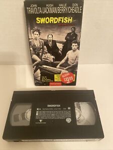 Swordfish VHS 2001 John Travolta Hugh Jackman Halle Berry Don Cheadle Crime