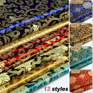 Chinese Traditional Satin Faux Silk Fabric Floral Brocade For Curtain Cheongsam - Picture 1 of 25